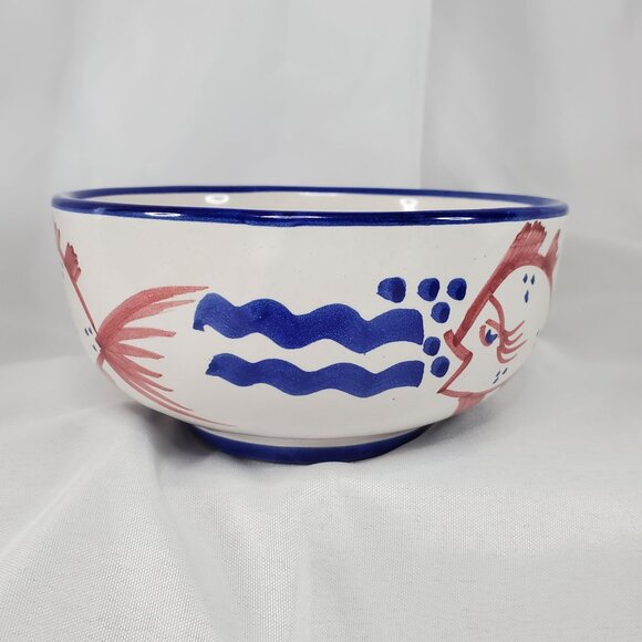 VTG Solimene Vietri Italian Ceramic Fish Bowl Hand painted Nautical Decor RARE - Picture 4 of 9